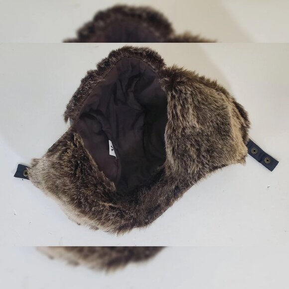 TRUE RELIGION FAUX FUR TRAPPER AVIATOR HAT STITCHED WITH PATCH ICONIC LOGO BLUE - Picture 2 of 6